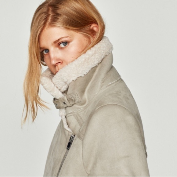 New Zara Textured Warm Biker Jacket - Picture 7 of 13